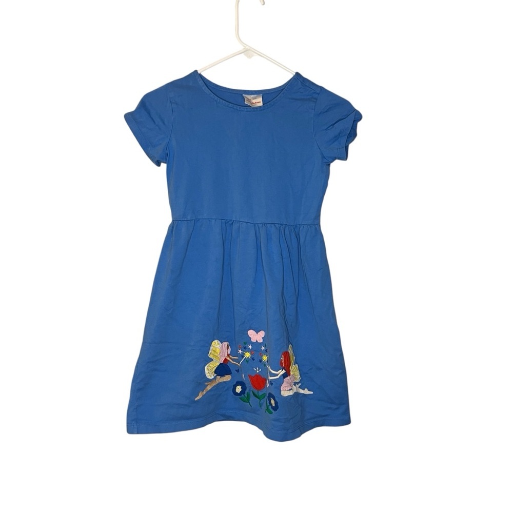 Blue Kids Hanna Andersson Dress with Butterfly Embroidery